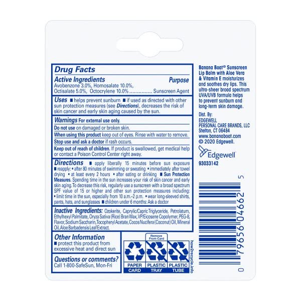 Banana Boat SPF 45 lip balm 0.15 oz close-up