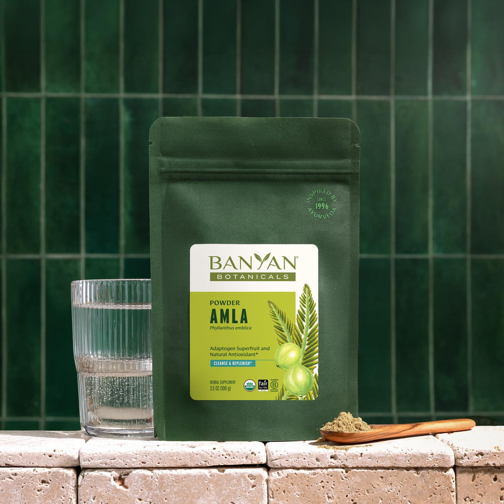 Amla powder dosage page showing suggested serving