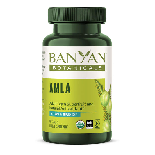 Front view of Banyan Botanicals Amla Tablets bottle
