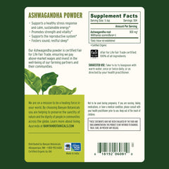 Fair Trade certifications for Banyan Botanicals Ashwagandha Powder
