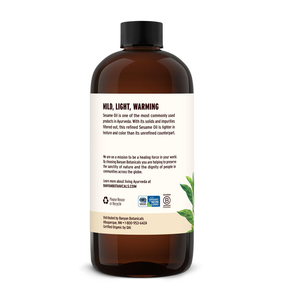 Banyan Botanicals sesame oil 16 oz packaging