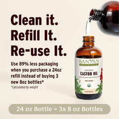 8 oz Banyan Botanicals castor oil bottle on a clean surface