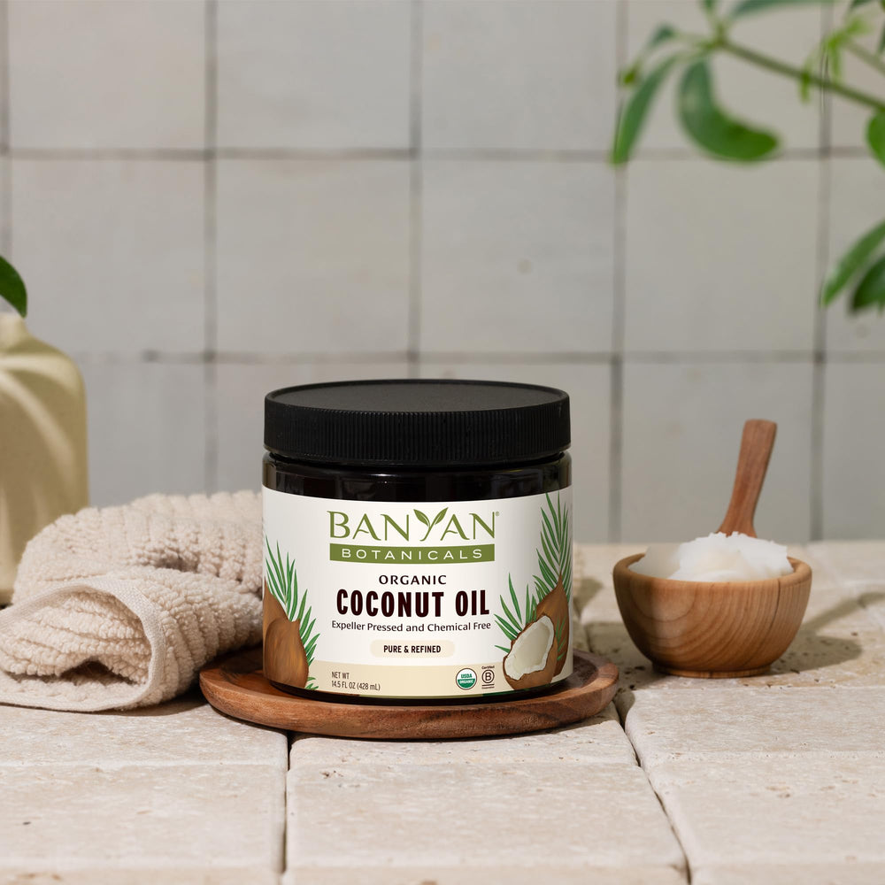 Applying coconut oil for skin care