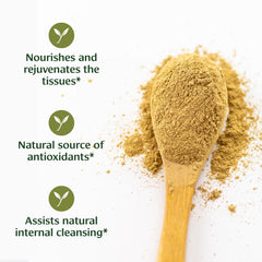Close-up of Triphala powder label