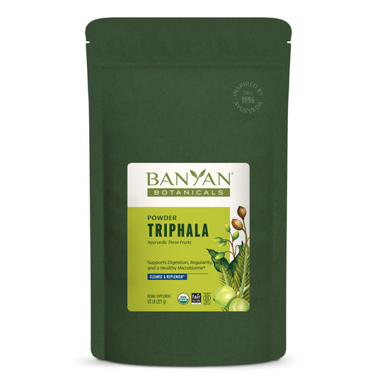Banyan Botanicals Triphala Powder organic digestion formula with amla, haritaki, and bibhitaki