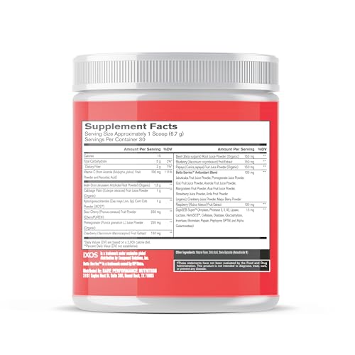 Nutrition label and 30 servings indicator on the container