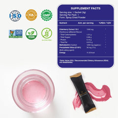 Single elderberry juice powder sachet, ready to use