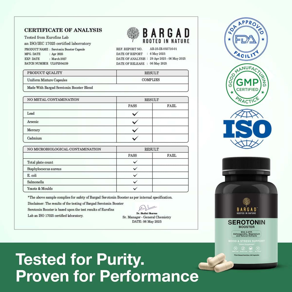 Packaging and label of Bargad Serotonin Support bottle