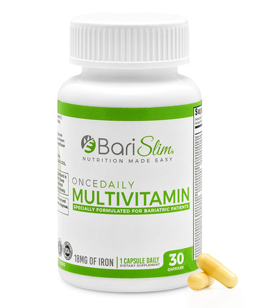 BariSlim bottle front view with label – once-daily bariatric multivitamin