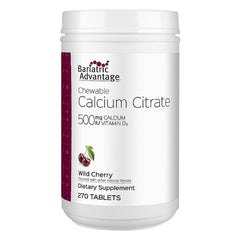 Bariatric Advantage calcium citrate chewables bottle in wild cherry for post-surgery use