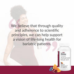 Nutrition facts label for Bariatric Advantage Advanced Multi EA detailing nutrient profile.