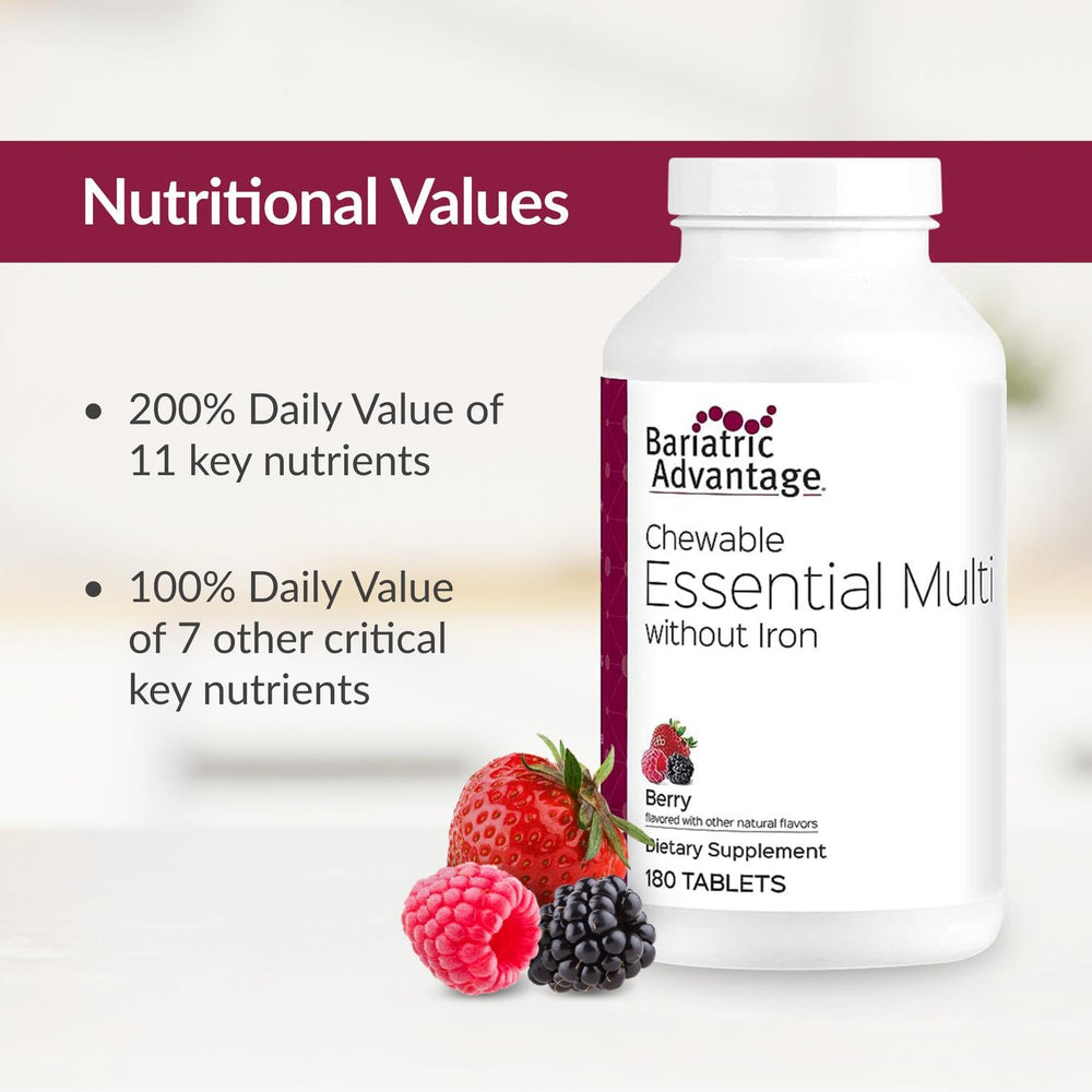 Front view of Orange flavor Bariatric Advantage Chewable Multivitamin Without Iron, 180-count