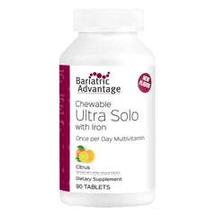 Bottle of Bariatric Advantage Chewable Ultra Solo with Iron – 90 tablets