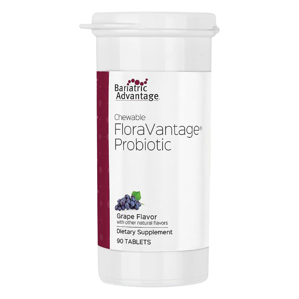 FloraVantage Probiotic bottle with grape-flavored chewables, 90 tablets