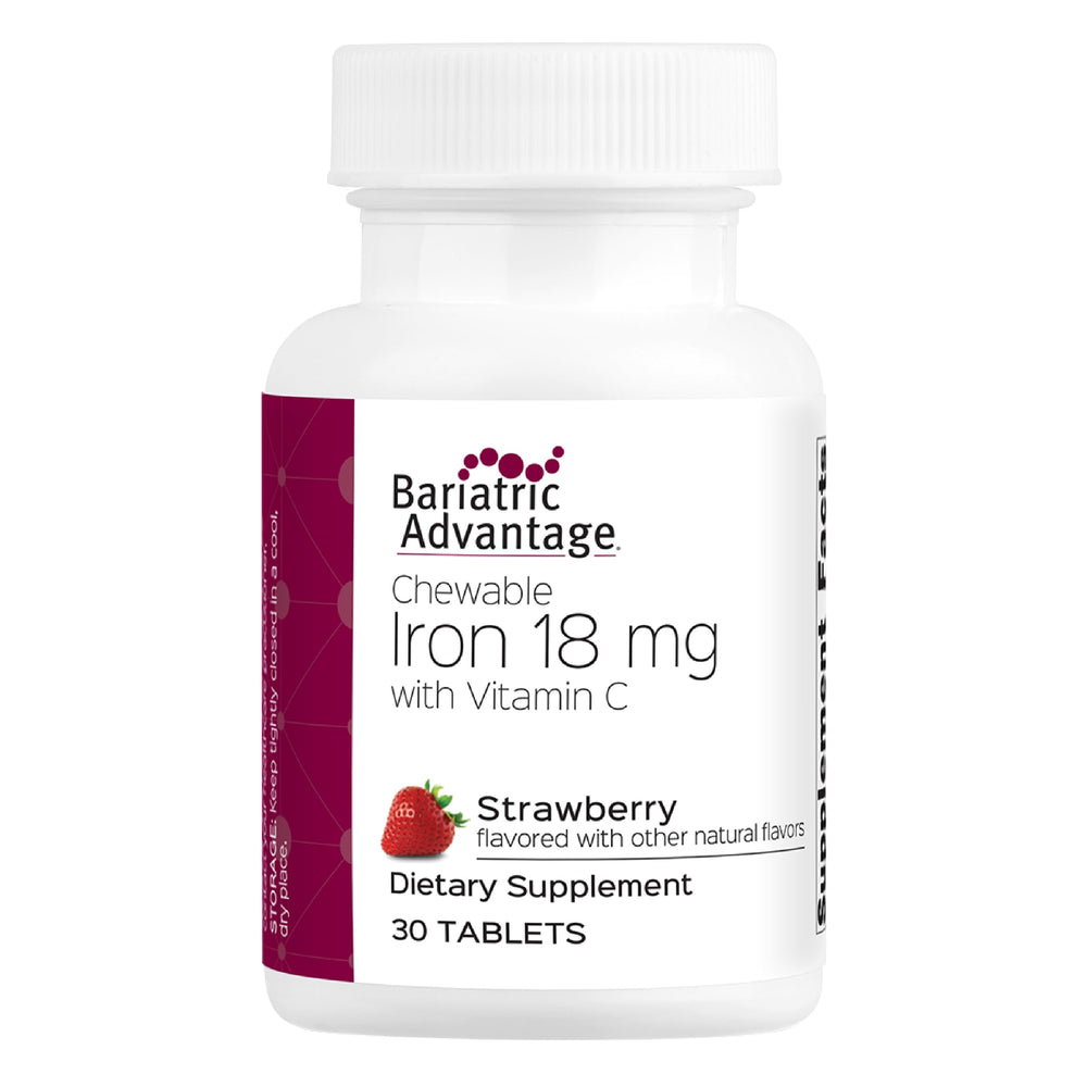 Bariatric Advantage Iron 18 mg with Vitamin C Chewable Strawberry bottle label