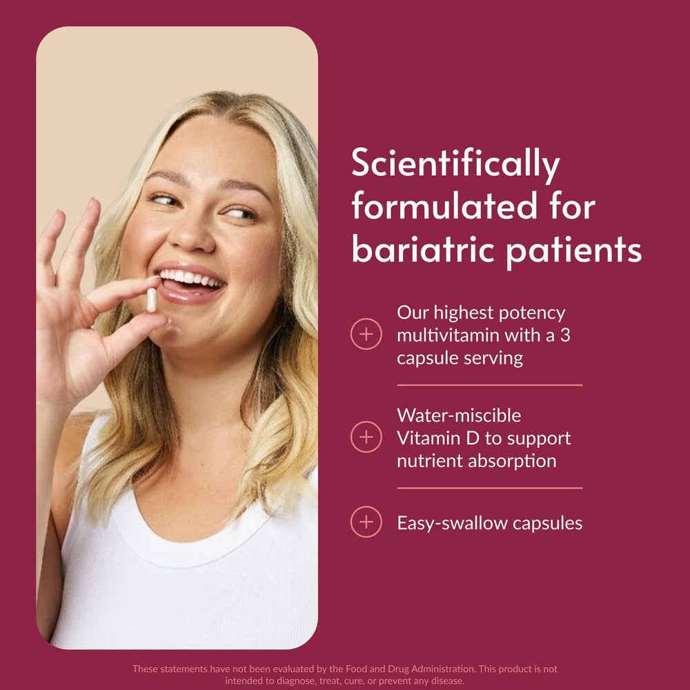 Bottle back label of Bariatric Advantage Ultra Multivitamin with Iron - 90 count