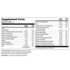 Nutritional facts panel for Bariatric Choice Berry multivitamin