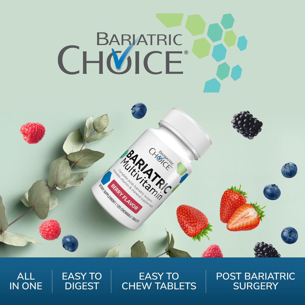 Close-up of chewable tablets for Bariatric Choice Berry multivitamin