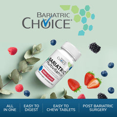 Close-up of chewable tablets for Bariatric Choice Berry multivitamin