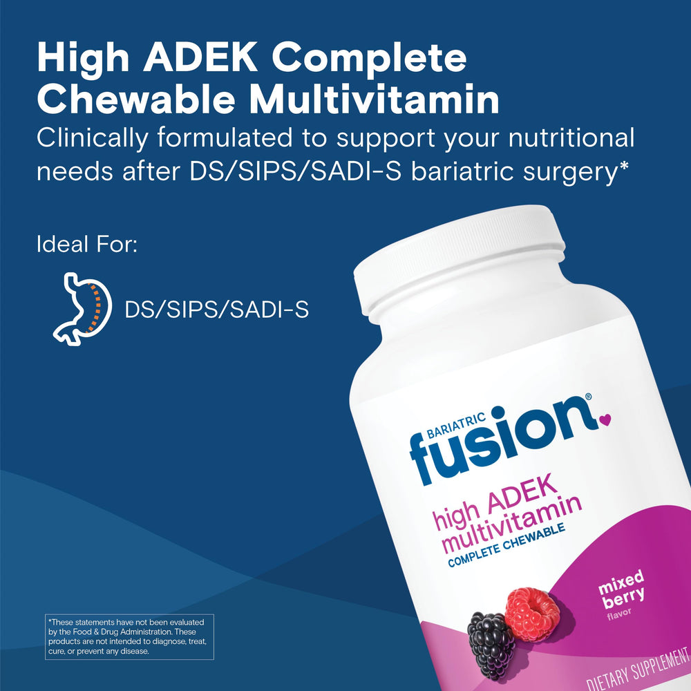 Bariatric Fusion multivitamin bottle front label highlighting USA-made and gluten-free benefits.