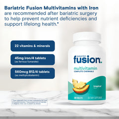 Nutrition facts panel for Bariatric Fusion multivitamin