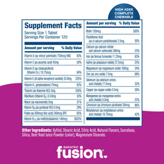 Bariatric Fusion tablets poured from bottle to illustrate convenient daily chewables.