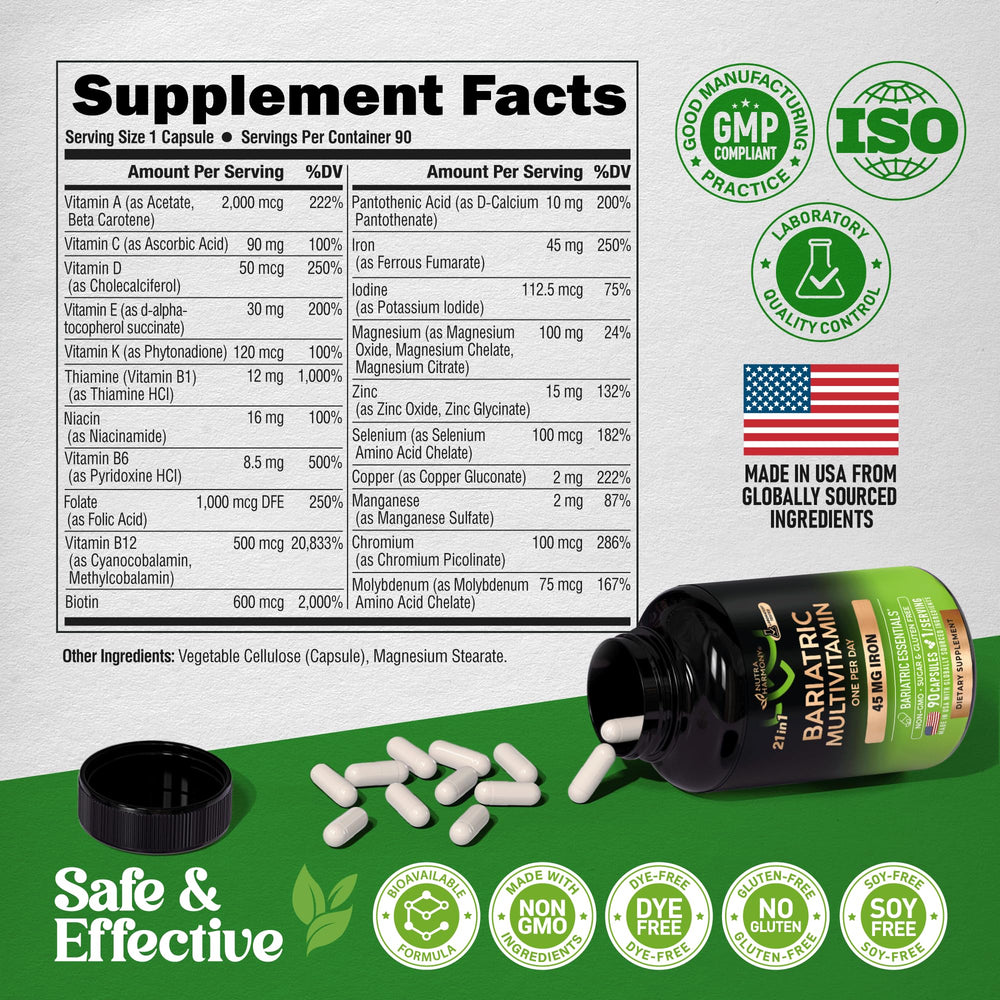 Soy-free bariatric vitamin bottle