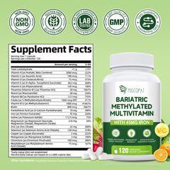 Close-up of bottle label with bioactive nutrients