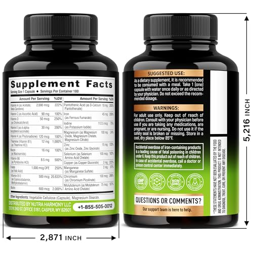 Nutrition label showing 21 vitamins and minerals for bariatric use