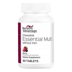 Front packaging of Bariatric Advantage Essential Multivitamin Without Iron Berry 60 tablets