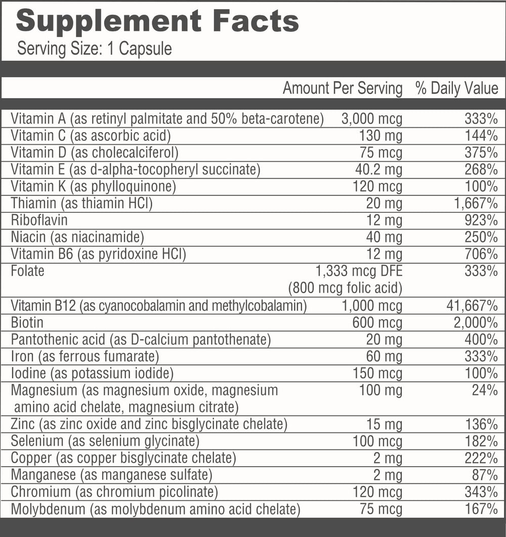 All-in-one BariatricPal Multivitamin ONE capsules next to packaging