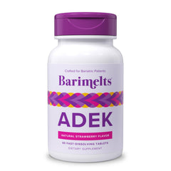 Front view of Barimelts ADEK 60 fast-dissolving tablets for 2-month supply