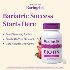 Natural strawberry flavor BariMelts Biotin 5000mcg melt-in tablets