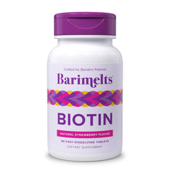 BariMelts Biotin 5000mcg strawberry-flavor tablets - front view