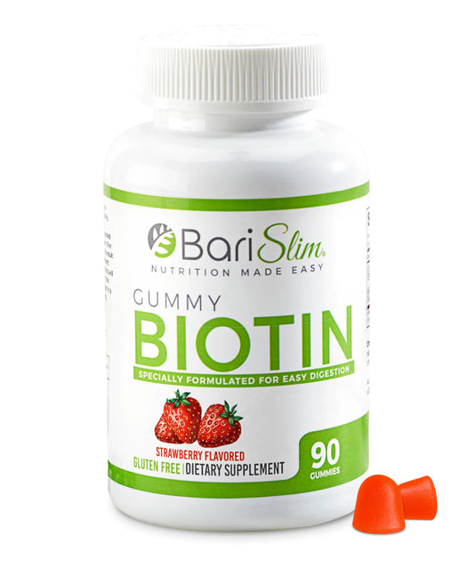 BariSlim Biotin Gummies bottle with 90 fruit chews