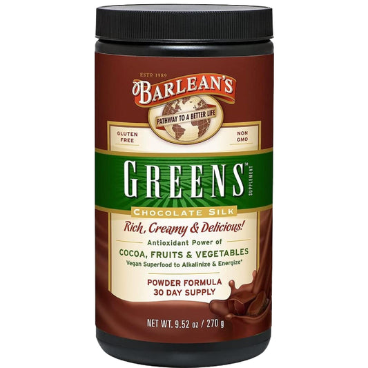 Barlean's Chocolate Greens Powder front 9-52-oz