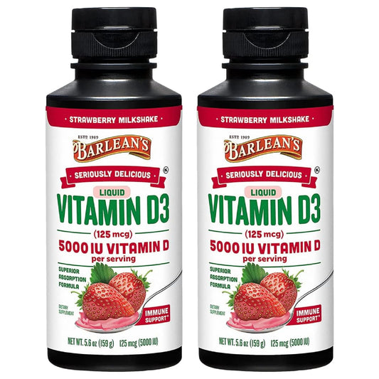 Barlean's Vitamin D3 Liquid 5000 IU Pack of 2 front bottle view