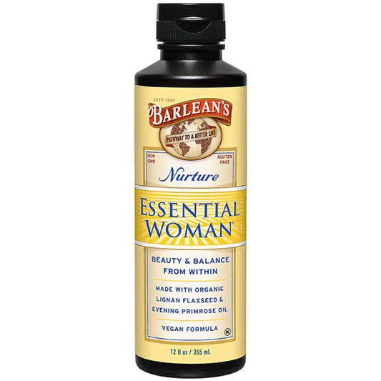 Barlean's Essential Woman Liquid Supplement bottle with label