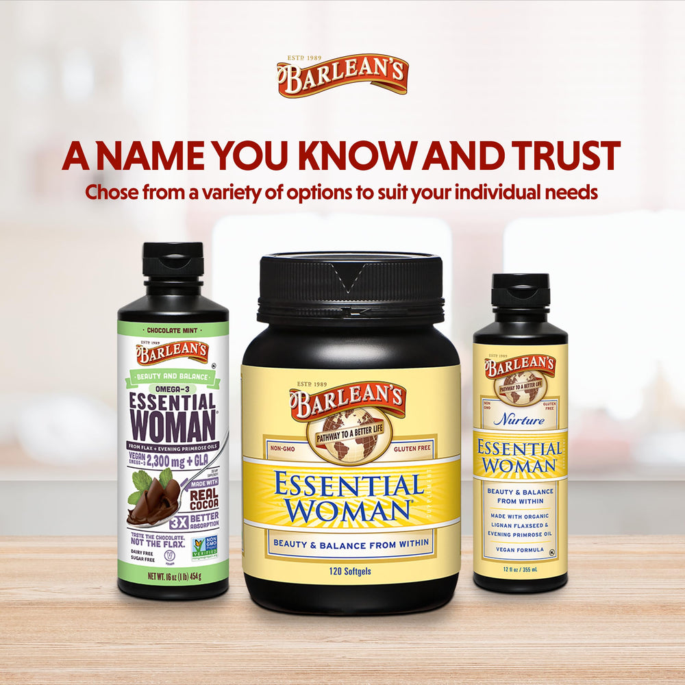 Woman incorporating Barlean's Essential Woman into daily routine