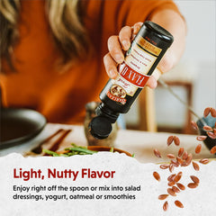 Mild nutty flavor flaxseed oil
