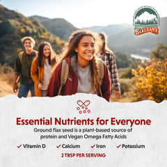 Nutritional features: vegan, gluten-free, non-GMO flaxseed