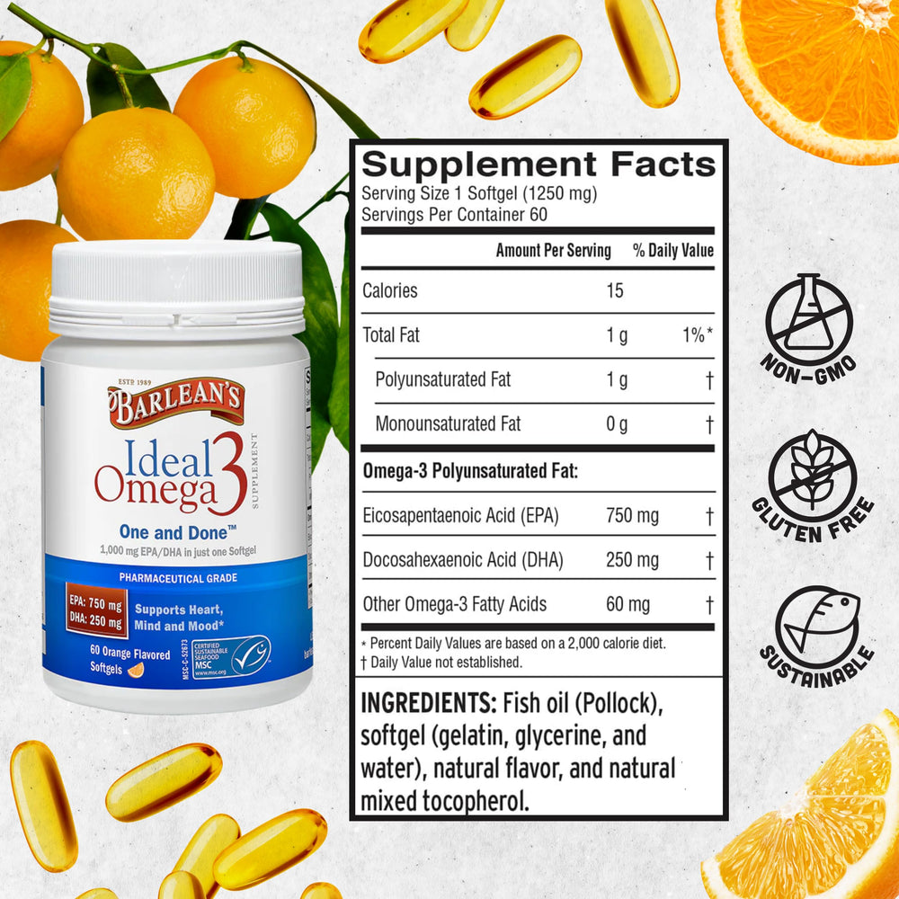 Made in USA Barlean's Omega-3 bottle