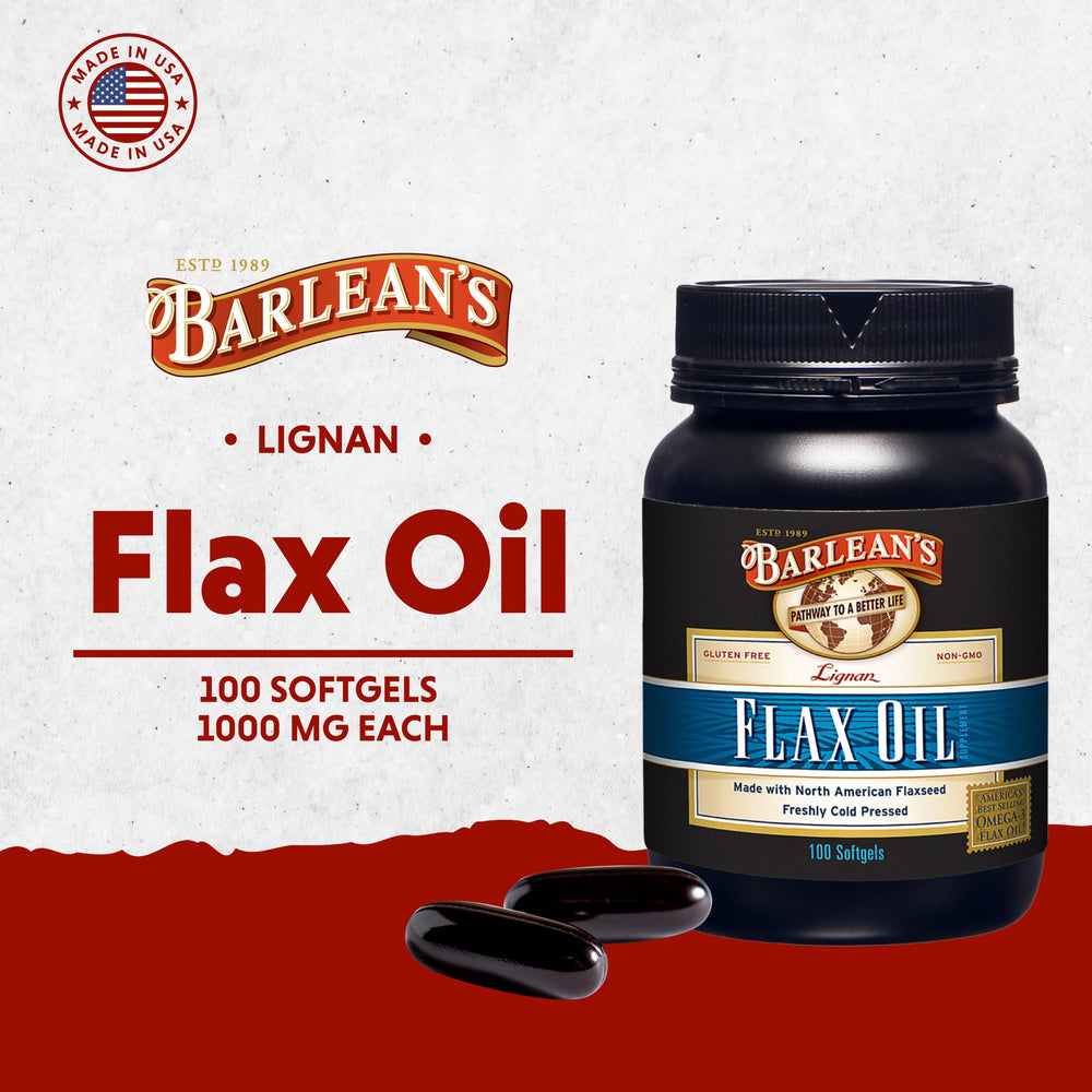 Non-GMO and gluten-free flaxseed oil supplement label