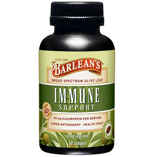 Barlean's Olive Leaf Complex Softgels bottle and label – 60 count