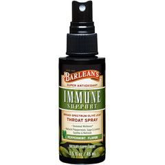 Olive leaves and natural ingredients graphic for Barlean's throat spray