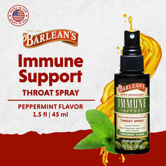 Product shot of Barlean's Olive Leaf Complex Throat Spray on a white background
