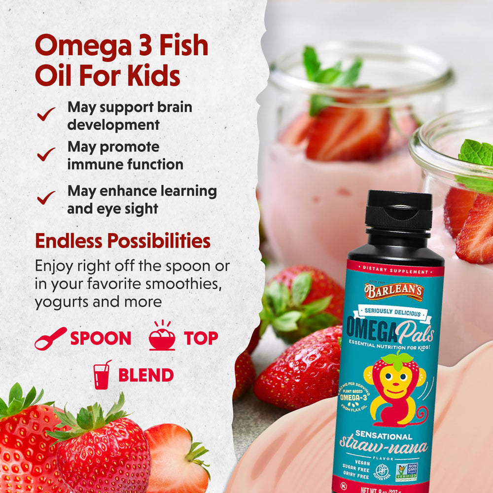 Dairy-free and gluten-free icons with flaxseed oil information