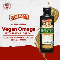 Close-up of Barlean's Omega Twin label showing ingredients