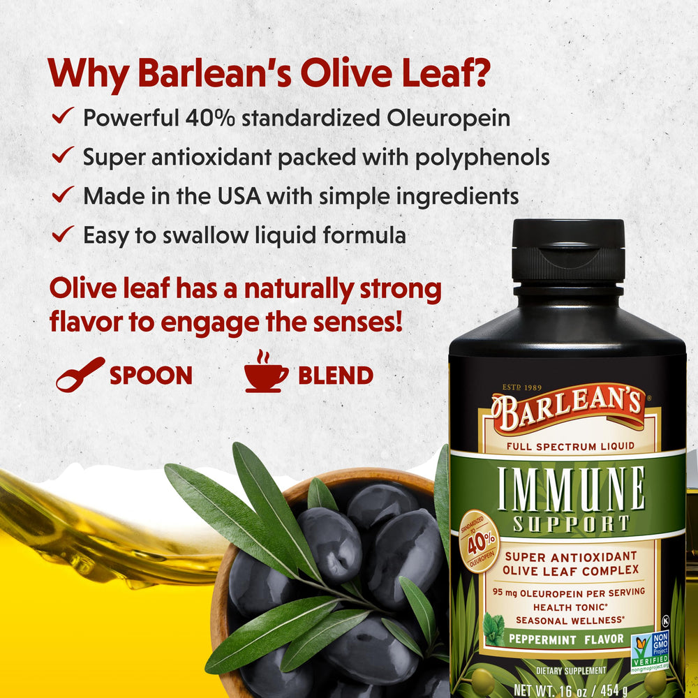 Pouring a tablespoon from Barlean's bottle into water for a daily routine.