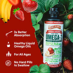 Nutritional facts panel for Barlean's vegan omega-3-6-9 flaxseed oil